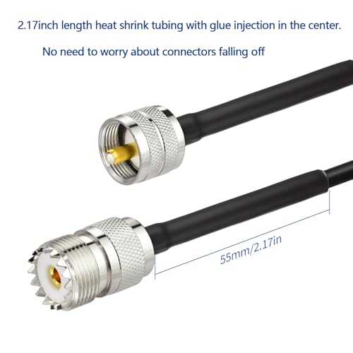 Yuslao PL-259 UHF CB Coax Cable 10FT, PL-259 UHF Male to Female Low Loss RG8X Jumper Cable for HAM Radio, Antenna Analyzer, Dummy Load, SWR Meter - color: 10ft /300cm