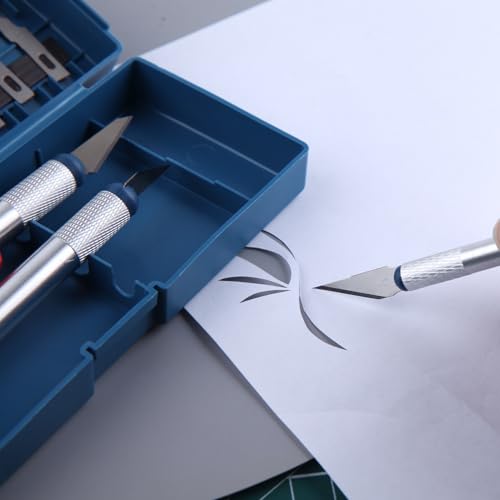 13 Pcs Craft Knife Set, 3 Pcs Hobby Knife Handle with 13 Pcs Exacto Knife Blades, Including Chiseling Blades, Stencil Edge Blade, Fine Point Blade and More, Art Knives for Carving, Modeling
