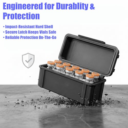 3ml Vial Case, Vial Holder for Insulin Vials and Peptide Vials, Holds 10 Vials, 3ml Vial Storage Box for Refrigerator Storage and Travel (Black) - color: Black