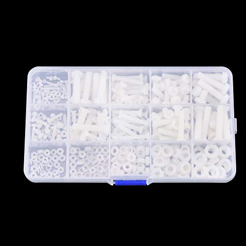 M2 M2.5 M3 M4 M5 M6 Nylon Screws Nuts Washers Assortment Kit