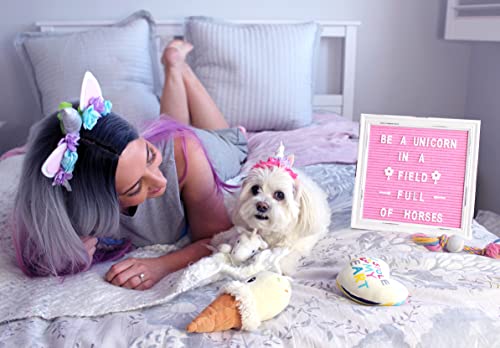 Pink Felt Letter Board Baby Announcement Sign with Rustic Wood White Frame - Rustic Farmhouse Letter Board Sign with Stand - 10x10 Felt Board Changeable Message Board with 350 Letter Set - color: Pink, size: 10x10 inches