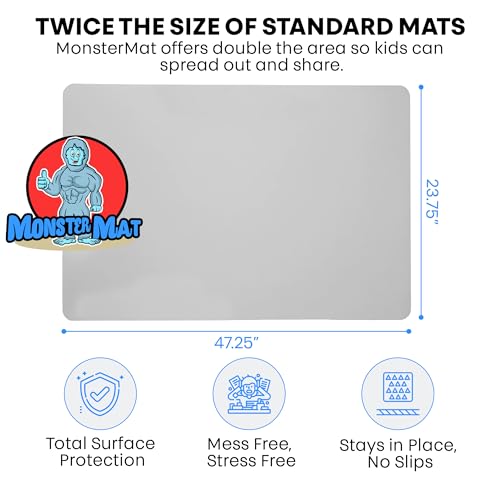 Extra Large Silicone Craft Mat 48x24 Inch – Heat Resistant Table Protector, Non-Slip Surface for Painting, DIY, Clay, Bakin, Easy Clean, Rolls Up – Use as Floor or Cutting Mat by MonsterMat