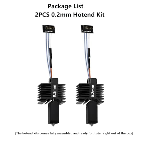 2PCS 0.2mm P1S P1P Hotend, Upgraded All-Metal Hardened Steel Nozzle Hotend Pre-Assembled with 24V 48W Ceramic Heater & High-Temp Thermistor Replacement Hot end for Bambu Lab P1 Series 3D Printers - size: 0.2mm