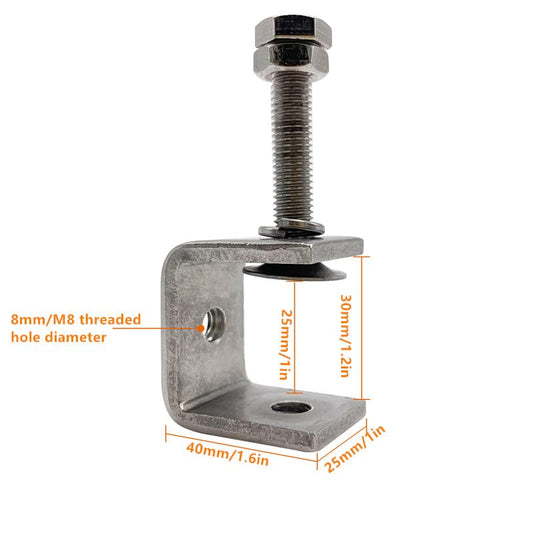 0-25Mm Mini Stainless Steel C Clamps for Mounting, Heavy Duty Woodworking U Clamp Set Tiger Clamp Tools with Stable Wide Jaw Opening & Protective Pads for Welding/Carpenter(2Pcs) - color: 2pcs