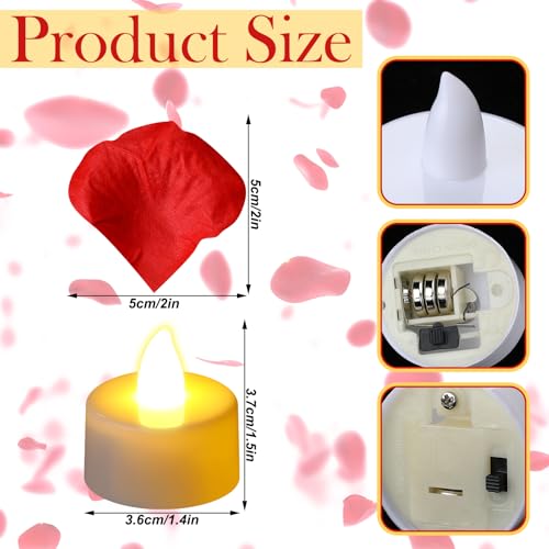 LED Felt Letter Board with Rose Petals and Candles Set, Word Board with Letters, Artificial Rose Petals Flameless Tea Light Candles for Special Night Wedding Romantic Decorations