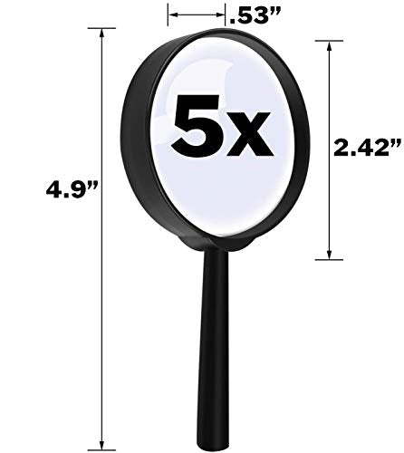 24 Pack Plastic Magnifying Glass with Handle, 5X Magnification Handheld Magnifier Classroom Set by EX ELECTRONIX EXPRESS