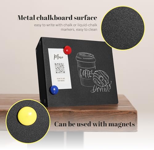 Metal Chalkboard Sign 6 x 8 inches - Food Signs for Party Buffet, Mini Chalkboard Sign, Food Display Card, Kitchen Tabletop Chalkboards, Small Standing Menu Boards for Wedding - color: Black 6 X 8 Inches