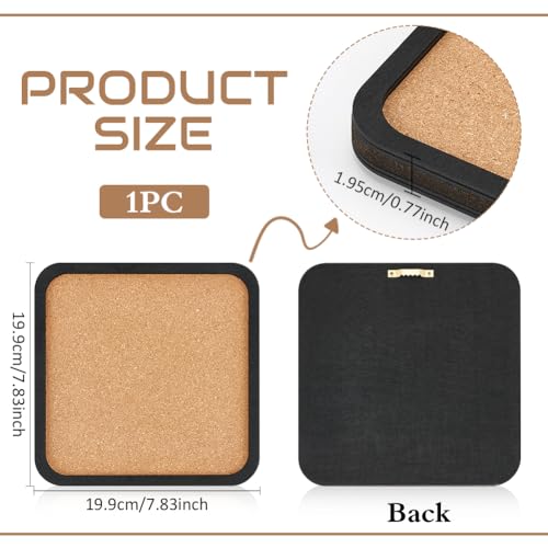 BENECREAT Square Bulletin Display Cork Board for Home Decor, 7.8x7.8inch - style: Black Square