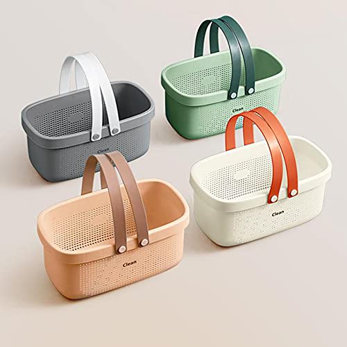 JiatuA Plastic Storage Basket with Handle Portable Shower Caddy Tote Organizer Basket Bin for Bathroom Kitchen Dorm Room Bedroom, Pink - color: Pink, size: Large