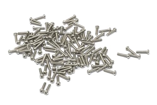 iexcell 100 Pcs M2 x 8mm Thread Pitch 0.4 mm Stainless Steel 304 Hex Socket Button Head Cap Screws Bolts Kit - size: M2 x 8mm