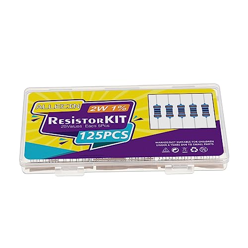 25 Values 2W Metal Film Resistor Kit from 1 Ohm to 1M Ohm 2 Watt 1% Resistors Assortment - style: 2W