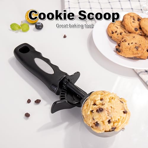 3.5 Tbsp Cookie Scoop, Ice Cream Scoop with Thumb Trigger, Cookie Dough Melon Baller Scoop 55 mm, Comfortable Grip, Non-Slip, 50 ml - size: 3.5 tbsp (55 mm)