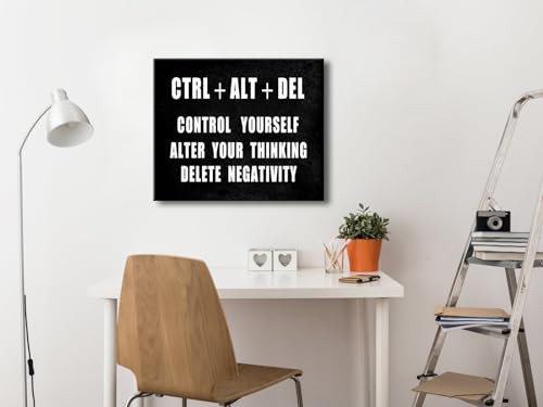 Pyradecor Motivational CTRL+ALT+DEL Classroom Positive Quotes Inspirational Poster Canvas Prints Wall Art for Office Living Room Home Decorations - color: CTRL+ALT+DEL, size: 24"L x 20"W