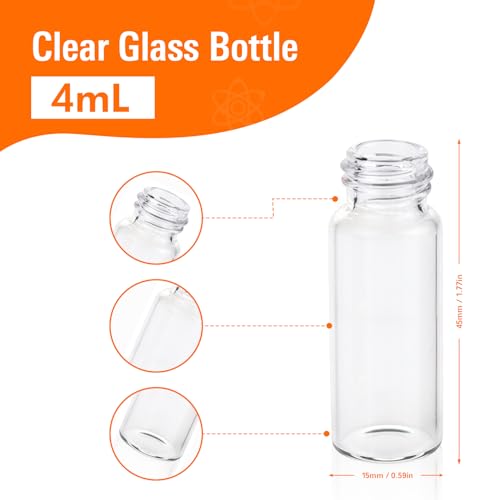 PEKYBIO 4ML Small Clear Glass Vials with Screw Caps, 20 PCS - size: 4 ml (20 pieces)