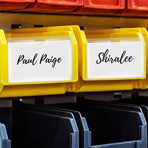 Antner 36 Pack 3.5" x 4.7" Self-Adhesive Label Holders Index Card Pockets for 3" x 4.3" Card, Clear Plastic Adhesive Pockets Top Open for Loading for Organizing, Storage Bins, Library, Totes, Shelves - size: 3" x 4.3" - 36PCS