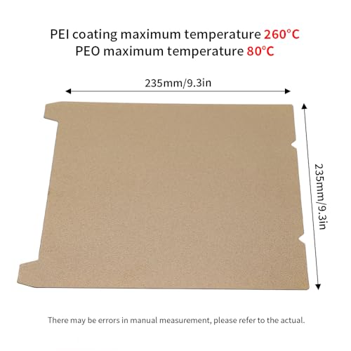 BORDSTRACT Double-Sided Build Plate, PEO Smooth + PEI Spray Texture Spring Steel 235x235mm Without Soft Magnetic Base, Printing Platform for K1/K1 MaX/S1 Model 3D Printers - style: PEI texture + PEO smooth 235x235mm