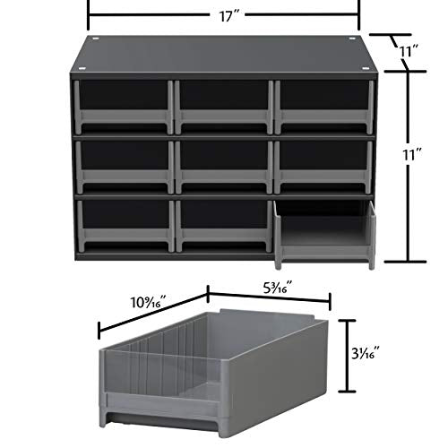 Akro-Mils 19909 Steel Parts Garage Storage Cabinet Organizer for Small Hardware, Nails, Screws, Bolts, Nuts, and More, 17-Inch W x 11-Inch D x 11-Inch H, 9-Drawer, Gray Cabinet, Blue Drawers - color: Gray Cabinet/Blue Drawers, size: 9-Drawer