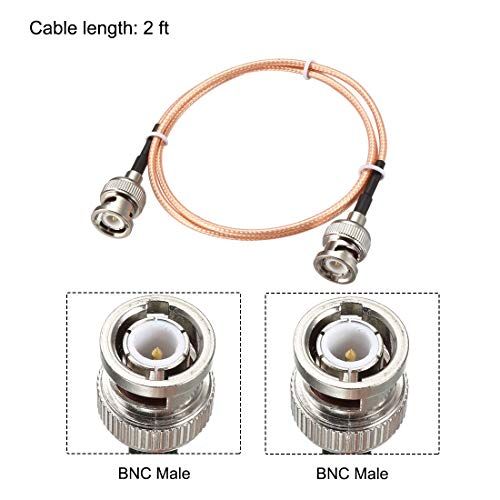 uxcell BNC Male to BNC Male Coax Cable RG316 RF Coaxial Cable 50 Ohm 2 Feet 2pcs for Video Signals,CCTV,DVR,Camera - size: 2 Feet