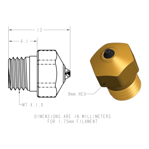 Diamondback MK10 PTFE Tube Compatible 3D Printer Nozzle, Diamond Tip, 0.8mm - size: 0.8mm