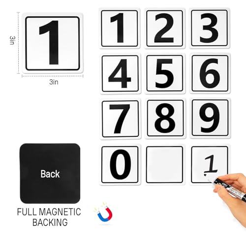 Number Magnets for Whiteboard, Educational Magnetic Number for Classroom (Teacher Supplies Numbers 20 Pieces+2 Backup Blank Magnets, Medium 3x3) - color: Numbers Black, size: Square 3x3"