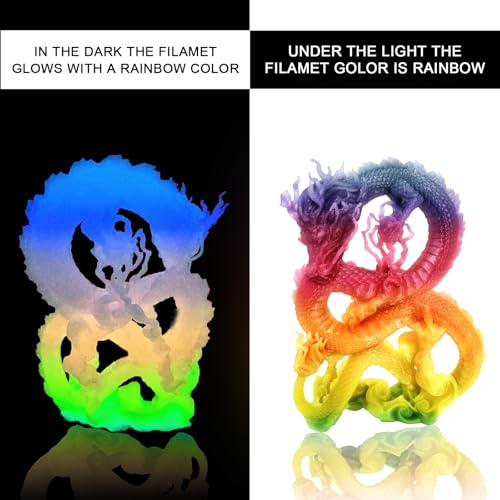 RepRapper Glow in the Dark Green PLA Filament 1.75mm (+- 0.03mm) 2.2lb (1kg) for 3D Printer, Phosphorescent Glow PLA Rainbow, Multicolor - color: Rainbow 1kg