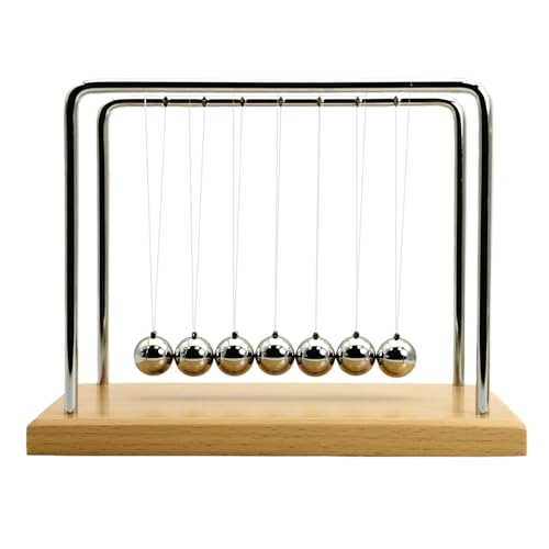 QLKUNLA Newtons Cradle Balance Balls Science Physics Gadget Desktop Decoration Kinetic Motion Toy for Home and Office (Beech,7 Balls)