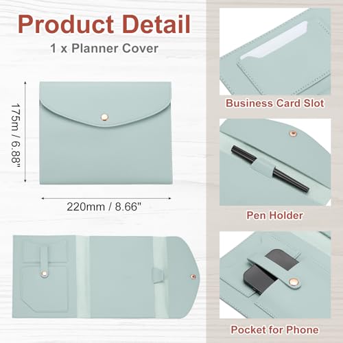 PATIKIL 2Pcs Planner Cover, Leather Notebook Cover for Business Cards Documents Notebook with Pen Holder Phone Pocket Card Slot Secure Button, Blue - color: Blue