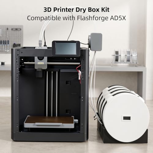 3D Printer Dry Box Kit Compatible with Flashforge AD5X, Water-Proof and Dust-Proof Sealing Design Filament Spool Storage Container Boxes with Temp-Humidiity Moniitor, Not Include Print Part