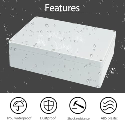 Junction Box Waterproof Plastic Project Box IP65 Plastic Project Box Electrical Box Enclosure Gray White 11.4"x 8.2"x 3.9"(290 x 210 x 100mm) - color: Gray White, size: 11.4" x 8.2" x 3.9"