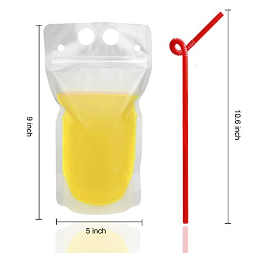 100 Pcs Drink Pouches with 100 Straw Holes - color: 100pcs Drink Pouches