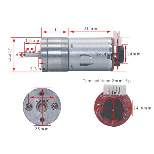 DC Motor with Encoder, Motor DC 12V GearboxMotor with Mounting Bracket 500RPM 65mm Wheel Kit for Smart Car Robot DC12V JGA25-371 (RPM 500) - size: RPM 500