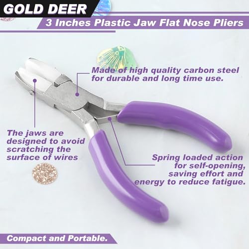 3 Inch Flat Nylon Jaw Pliers, Double Nylon Flat Jaw, Purple Handle, Jewelry Making Tools - style: Flat Nylon Jaw Pliers