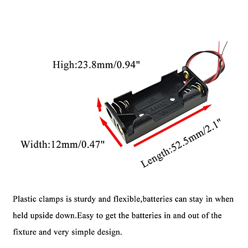 HAHIYO 3V AAA Battery Holder Bundle Series with Wire Sturdy Clapm Flexible Springs Contact Build-in Harnesses Batteries Black Case Easy Install 8 Pieces for Wall Clocks Ham Radio Kids Toys - style: Without cover-2AAA-8P