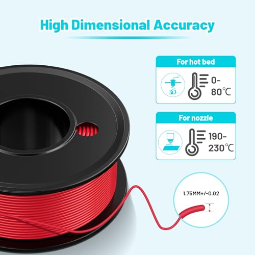 3D Printer Filament PLA - 5 Colours Printing Filament White/Black/Red/Blue/Purple Dimensional Accuracy 1.75mm ±0.02mm Filled Filament Spools Vacuum Pack 250G X 5 - color: 5*250g Pla (White & Black & Red & Blue & Purple)