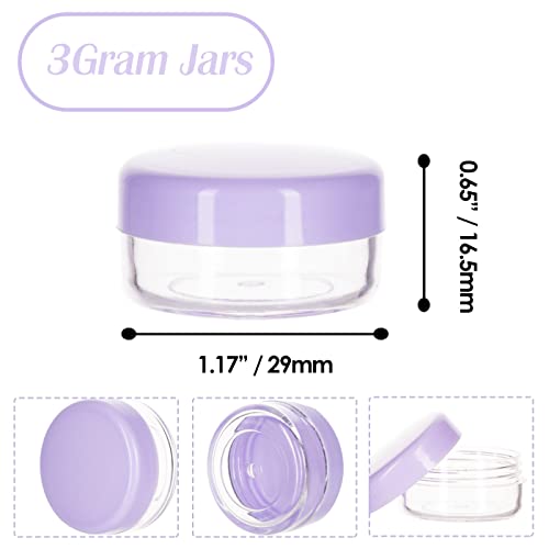 3 Gram Sample Containers with Lids, 50 Count, Purple Lid - color: Purple