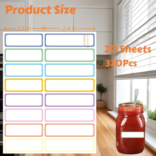 Waterproof Name Labels for Kids, 320Pcs Write-on Color Border Name Tags - style: 8 Colored Border