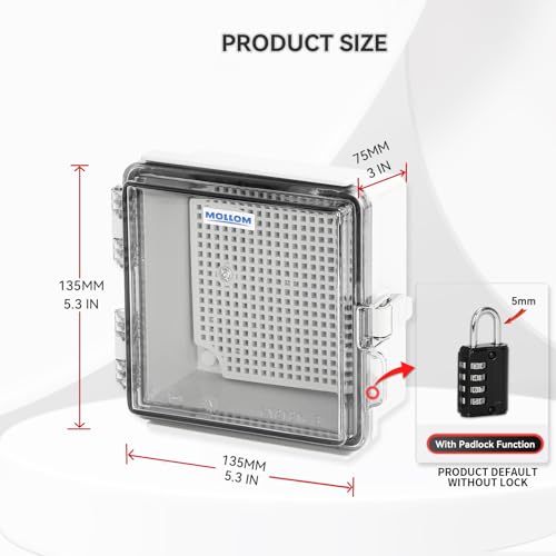 Mollom Transparent Cover Outdoor Junction Box (5.3x5.3x3In) - size: 5.3x5.3x3"