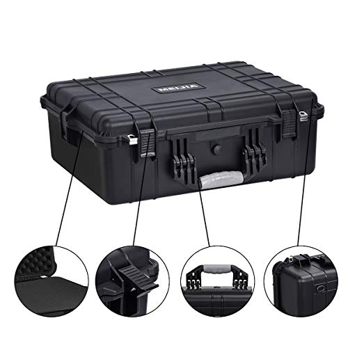 MEIJIA All Weather Waterproof Hard Camera Case,Hard Case with Customizable Fit Foam,Fit Use of Drones,Camera,Equipments,Pistols,Elegant Black (Black, 24.25"X19.43"X8.68") - size: 24.25" x 19.43" x 8.68"