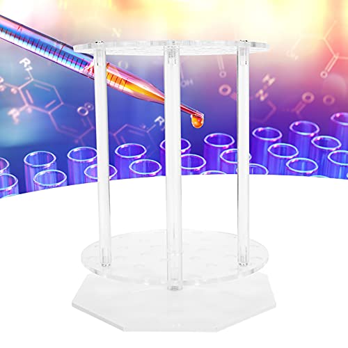 28-Hole Plexiglass Pipette Rack, Round Acrylic Test Tube Stand Holder for Laboratory Workbench, Classroom Science Lab, Sample Tube Storage Organizer