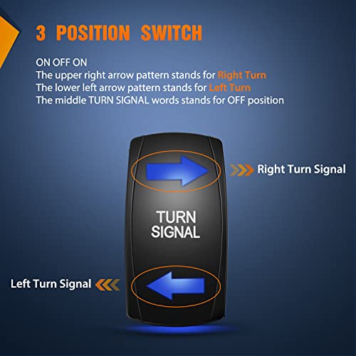 Nilight 4Pin Turn Signal Rocker Switch SPDT Toggle On-Off-On - size: TURN SIGNAL BLUE