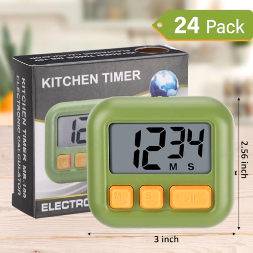 Weewooday 24 Pcs Digital Kitchen Timer Bulk, Candy Green, Eggshell Yellow - color: Candy Green, Eggshell Yellow