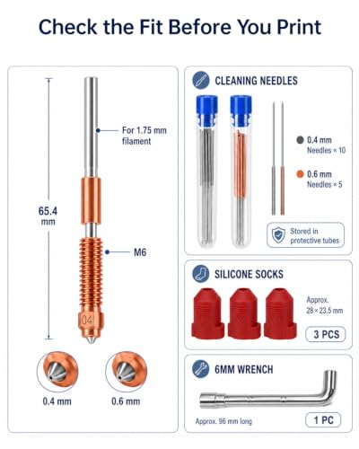 22PCS Quick-Swap Nozzle Kit 0.4/0.6mm for Creality K1C/K1 Max/Ender 3 V3
