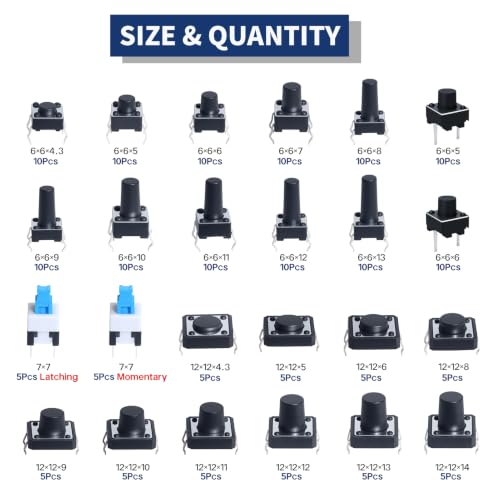 24Values Tactile Push Button Switch Kit Micro Tact Switches Set