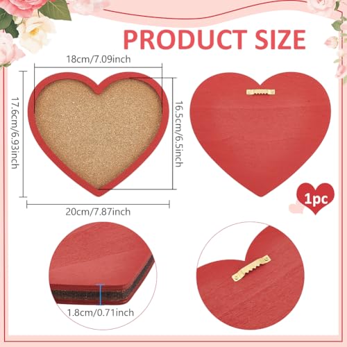 BENECREAT Red Heart Pin Cork Board, 0.7 Inch Thick Bulletin Display Board with Red Frame for Brooch Pin Storage, Office Home Festival Valentine's Decor, 7.9x6.9 Inch - color: Red, size: 6.9" x 7.9"