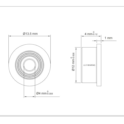 5PCS F604ZZ Flange Ball Bearing, 4x12x4mm - size: F604ZZ Size4×12×4mm