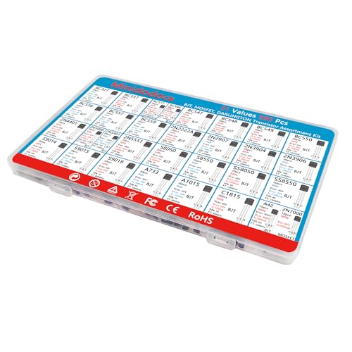 31 Kinds 580pcs Assorted Type General Purpose TO92 Transistors PNP NPN Bipolar Power Transistor Assortment Kit 2n7000 Mosfet,BC517 Darlington,A42 High Voltage Transistors 2n2222A 2n3904 - style: 31value-580pcs