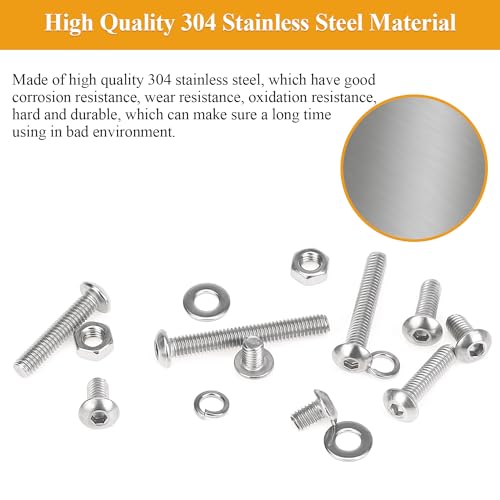 376 Pieces M4 Screws Nuts Washers Set, Sutemribor M4 x 6/8/12/16/20/25/30mm Button Head Socket Cap Screws Nuts Washers Assortment Kit, 304 Stainless Steel, Fully Threaded - size: M4, style: Button Head