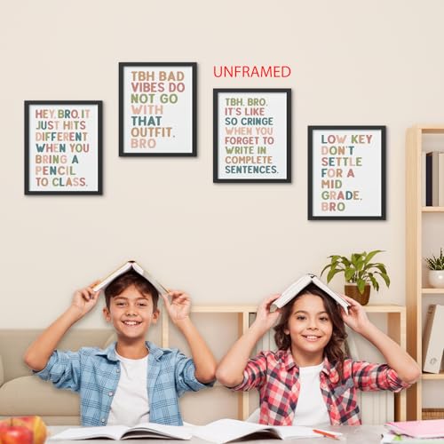 Hxlac Funny Classroom Wall Art Prints Set of 4, Middle High School Posters Wall Decor, Colourful Middle Classroom Decor, Funny Reading Room Wall Decor, 8x10 Inch Unframed - color: colorful-1, size: 8x10inch