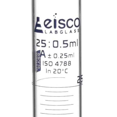 Graduated Cylinder, 25ml - Class A Tolerance ±0.25ml - Hexagonal Base - Blue Graduations - Borosilicate 3.3 Glass - Eisco Labs - size: 25mL