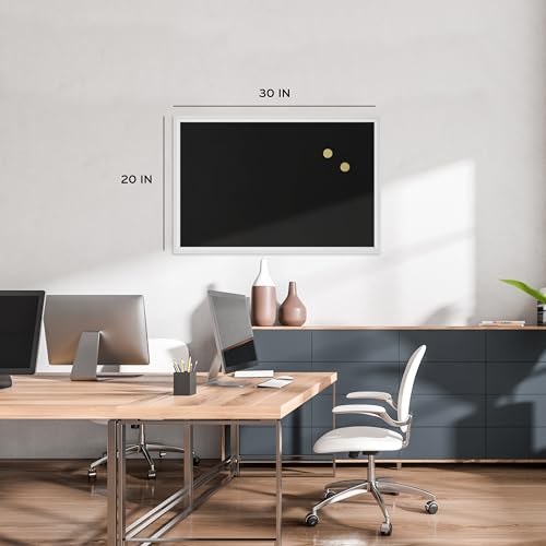 U Brands 20" x 30" Magnetic Chalkboard with White Wood Frame, Blackboard Surface, Wall Mountable, Home, Classroom & Office Organization, Memo & Message Board - size: 30"W x 20"H